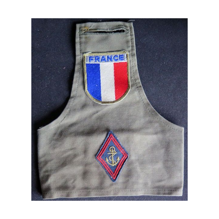 FRANCE : Brassard d'épaule FRANCE des troupes de marine sur tissu vert armé