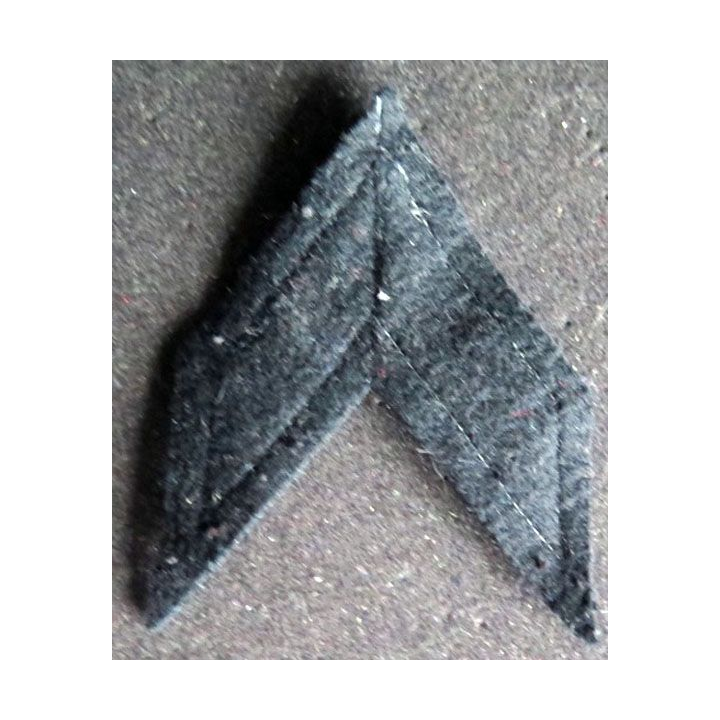 Galon bleu foncé à liseré clair et argent de caporal ADL sur tissu bleu noir 