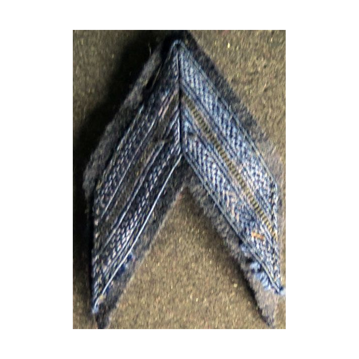 Galon bleu nuit de caporal PDL sur tissu noir avec crochets