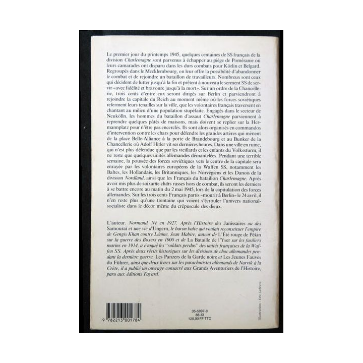 Mourir à Berlin écrit par Jean Mabire aux éditions Fayard - F008