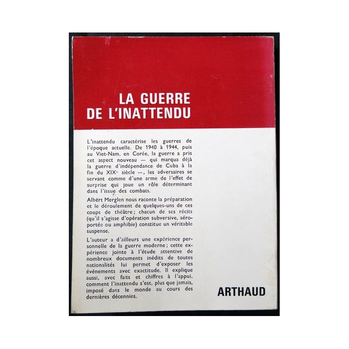 La guerre de l'inattendu écrit par Albert Merglen aux éditions Arthaud - F008