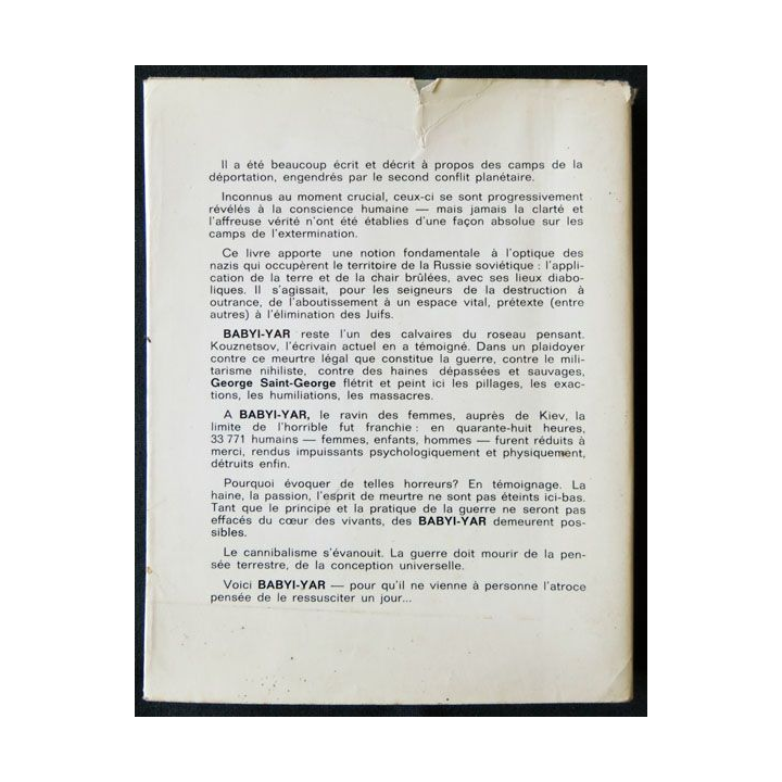 Le massacre de Babyl-Yar écrit par Georges St. Georges aux éditions France-Empire - F009
