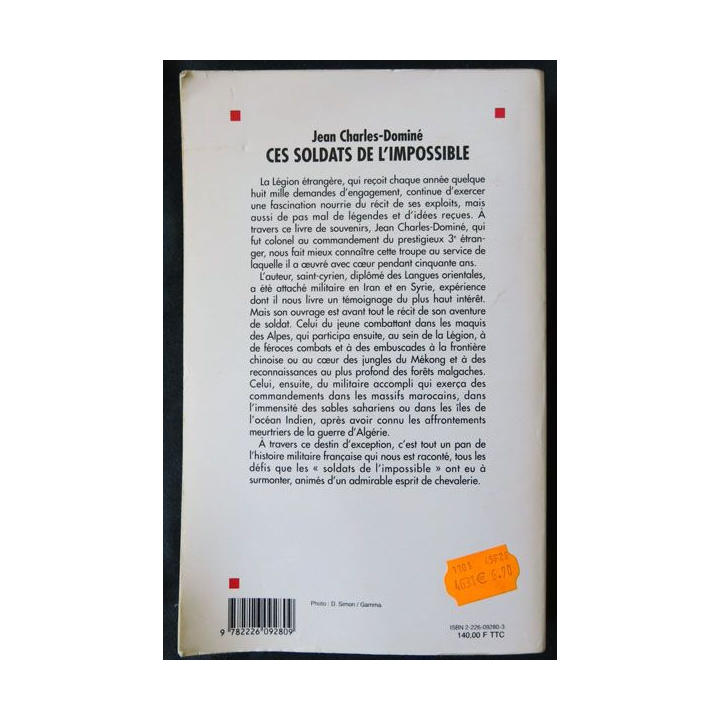 Ces Soldats de l'impossible écrit par Jean Charles-Dominé aux éditions Albin Michel - F009