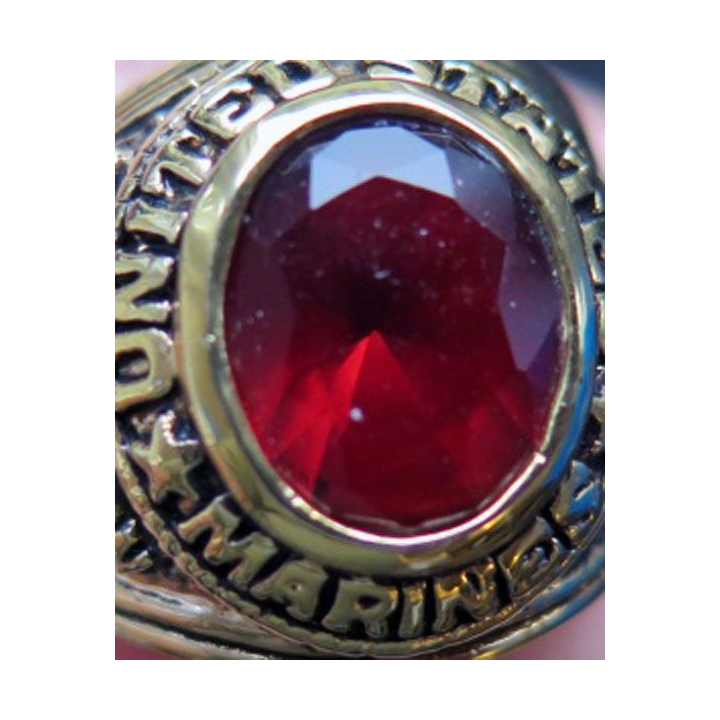 USA : bague de United States Marines Tuntavern 1775 Iwo Jima 1945 pierre rouge