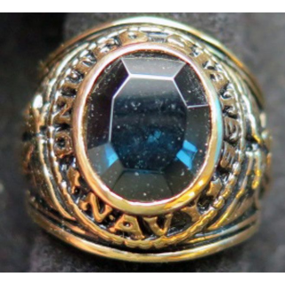 USA : bague de United States Navy pierre verte taille 59 / 60