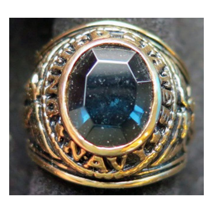 USA : bague de United States Navy pierre verte taille 59 / 60