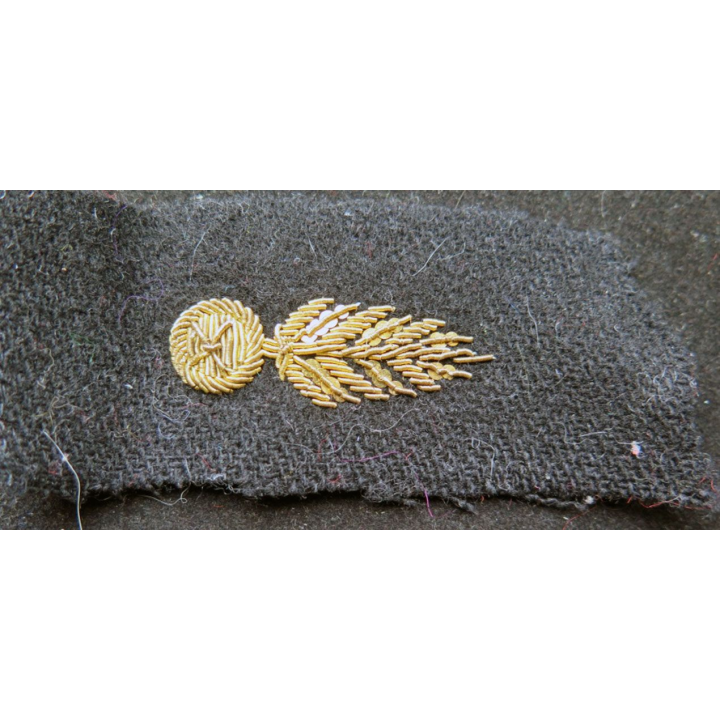 vieil insigne tissu de col sur tissu noir grenade cannetille