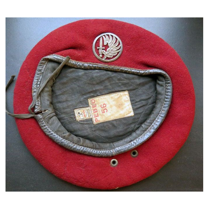 Béret rouge des chasseurs parachutistes RCP Pebeo avec insigne T 56