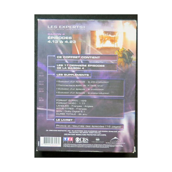 DVD : LES EXPERTS Saison 4 (épisodes 4.13 à 4.23 3 DVD) 