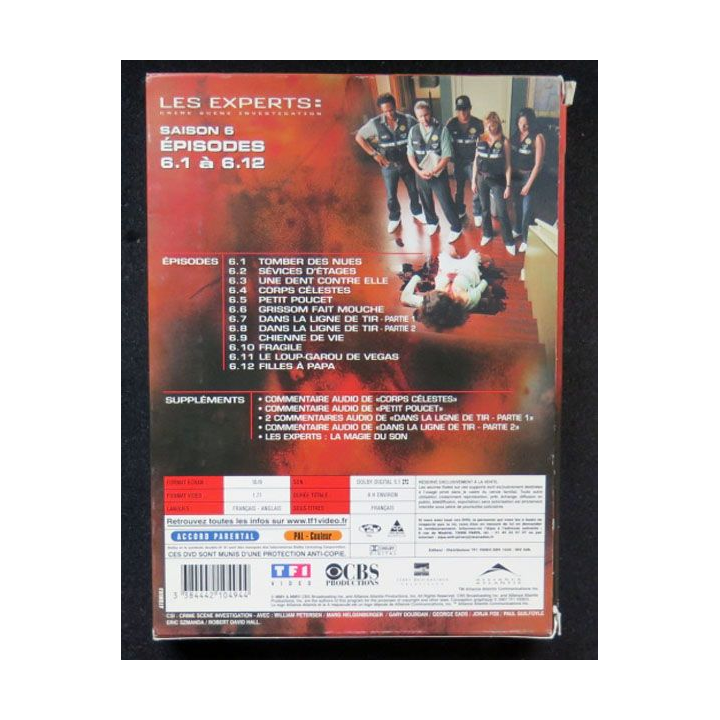 DVD : LES EXPERTS Saison 6 (épisodes 6.1 à 6.12 3 DVD) 