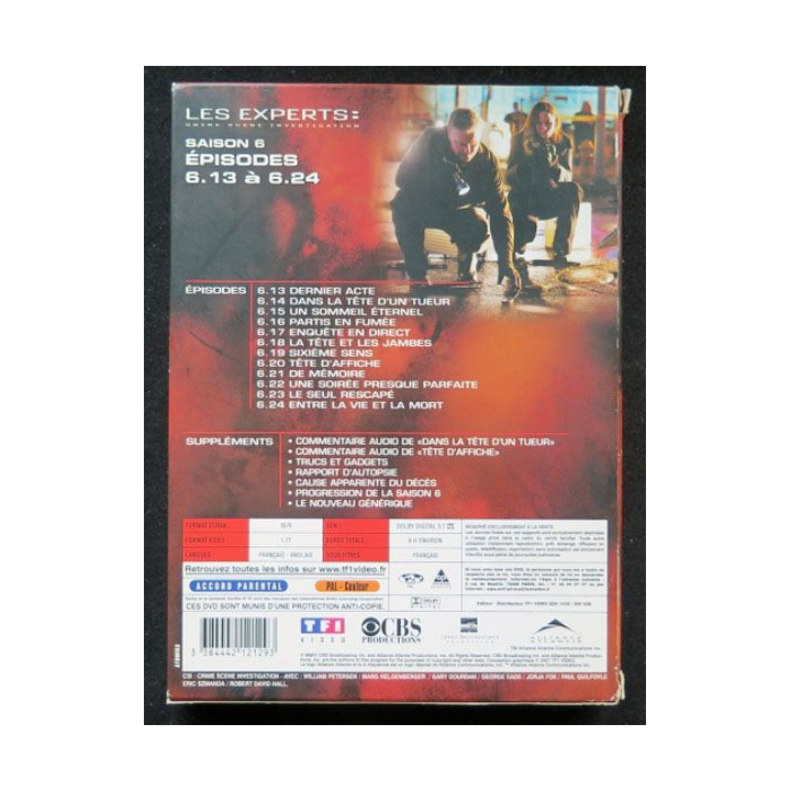 DVD : LES EXPERTS Saison 6 (épisodes 6.13 à 6.24 3 DVD) 