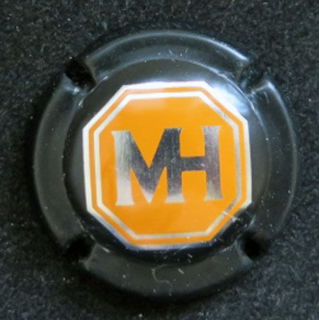 Capsule Muselet de champagne M. Hostomme n° 40 noir orange et métal