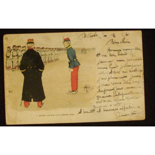 CARTE POSTALE HUMOUR MILITAIRE SIGNÉE GUILLAUME 1904