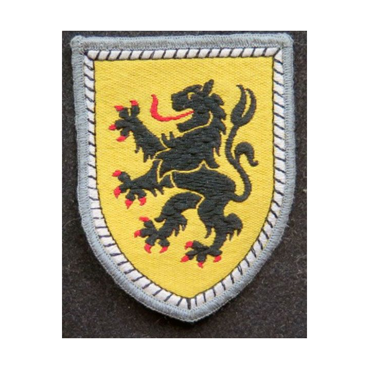 insigne tissu inconnu lion sur fond jaune bordé de gris