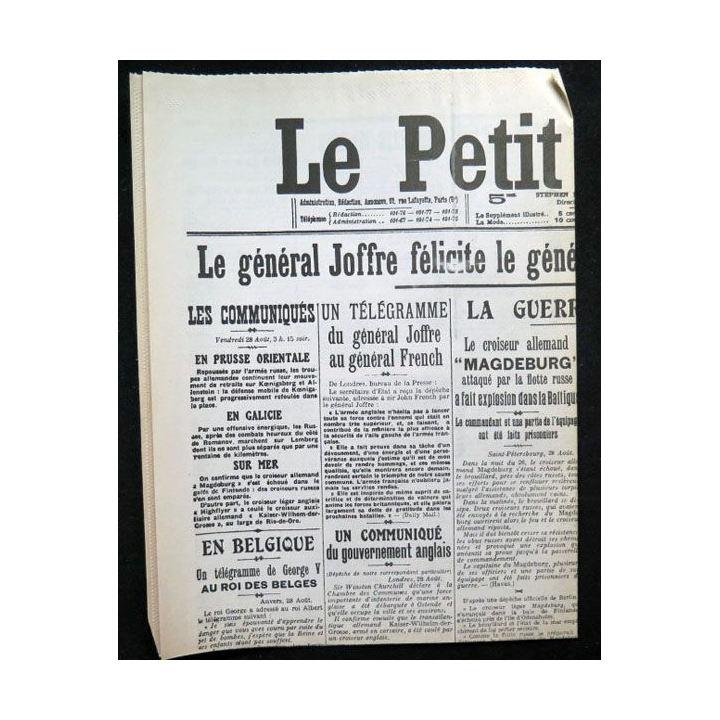 Le petit journal du samedi 29 Août 1914 