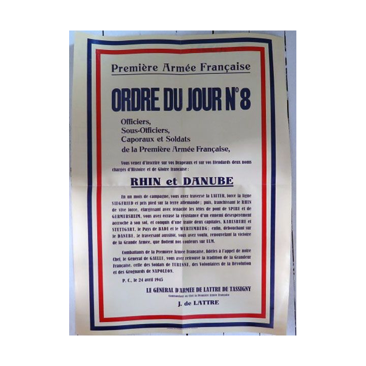 Affiche Liberation 1944 avec l'ordre du jour n° 8  Editions Marcus
