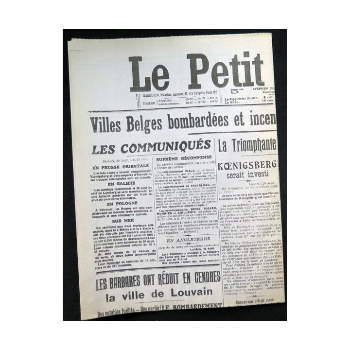 Le petit journal du dimanche 30 Août 1914