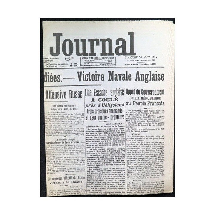 Le petit journal du dimanche 30 Août 1914
