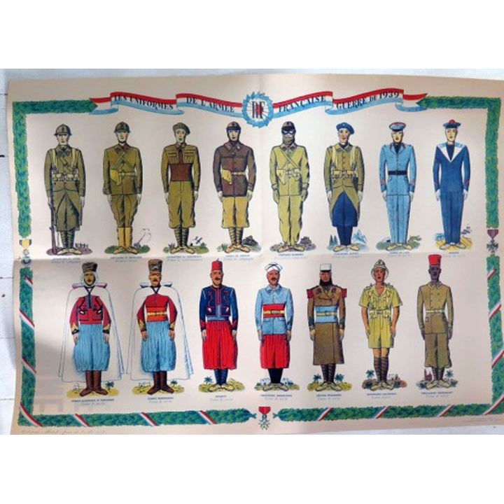 Affiche uniformes de l'armée française guerre de 1939