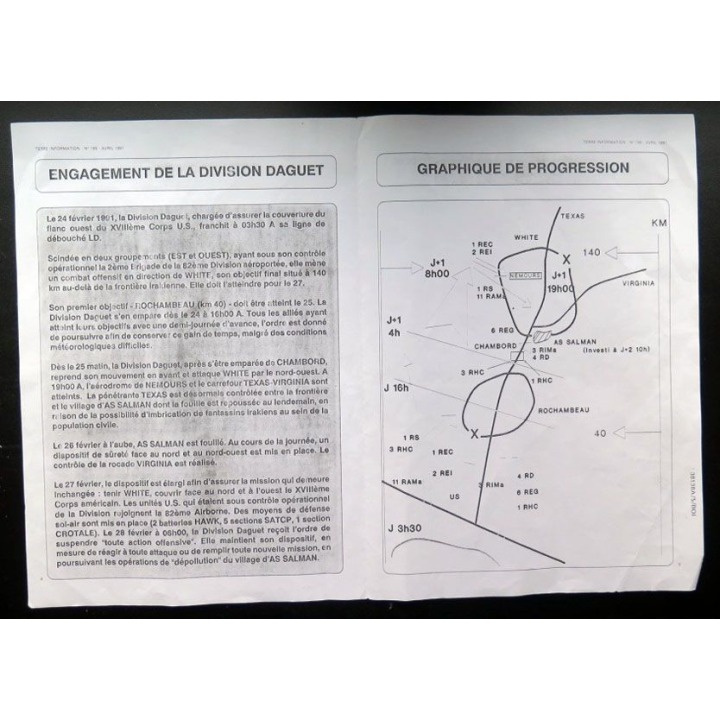 Document 1991 sur les plans de l'engagement de la division Daguet