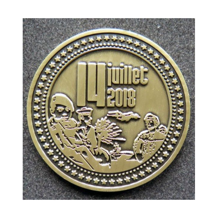 médaille de 4,5 cm de diamètre de la fraternité d'armes du 14 juillet 2018