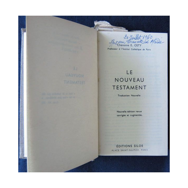 Le nouveau testament traduction nouvelle par le Chanoine E. Osty aux éditions Siloe - F010