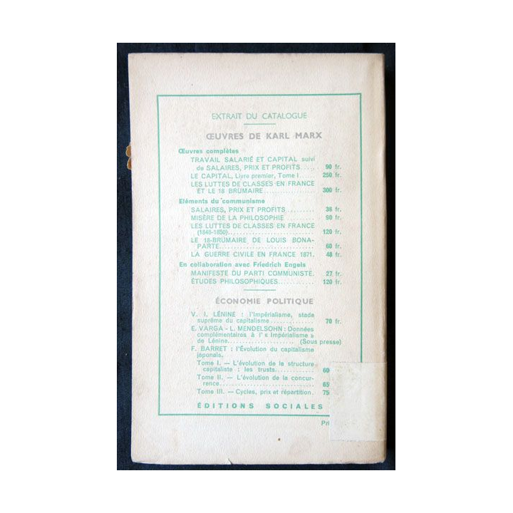 Le capital livre premier Vol. II écrit par Karl Marx traduction Joseph Roy aux Editions Sociales - F010