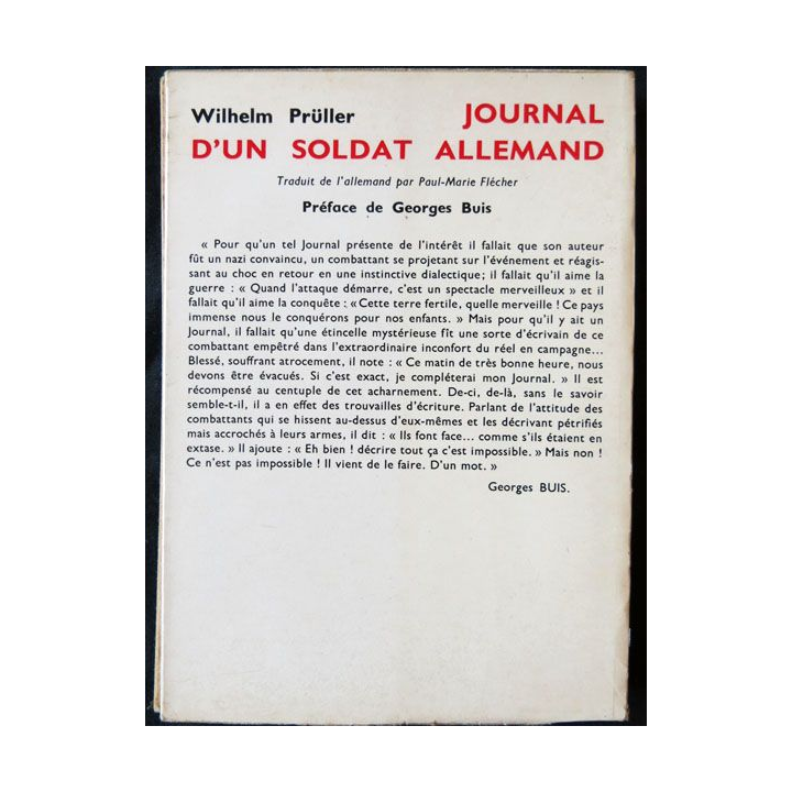 Journal d'un soldat allemand écrit par Wilhelm Prüller aux éditions Julliard - F011