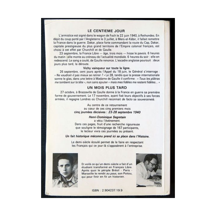 De Gaulle en échec - Dakar 1940 écrit par Henri-Dominique Segretain aux éditions Michel Fontaine Editeur- F011