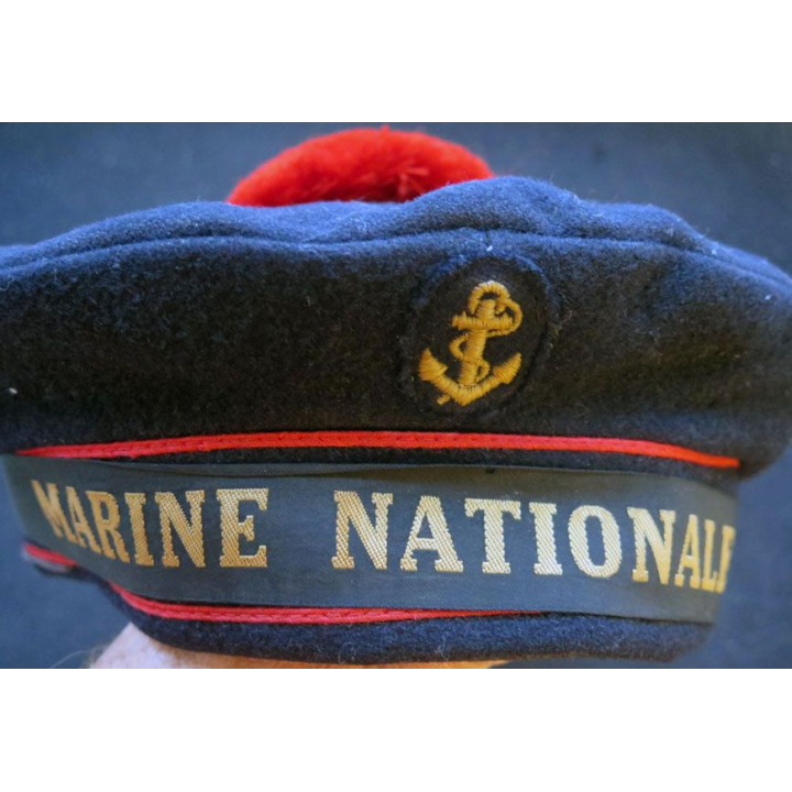 Bachi de marin avec bande Marine nationale et pompon taille 54 matriculé 
