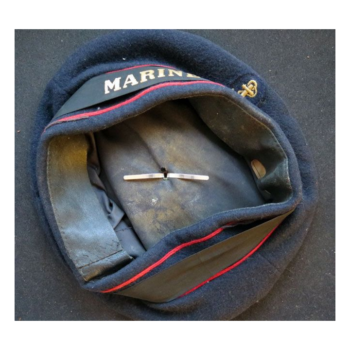 Bachi de marin avec bande Marine nationale et pompon taille 54 matriculé 