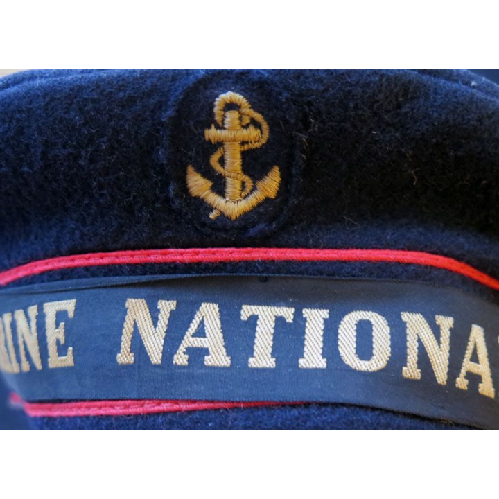 Bachi de marin avec bande Marine nationale et pompon taille 54 matriculé 