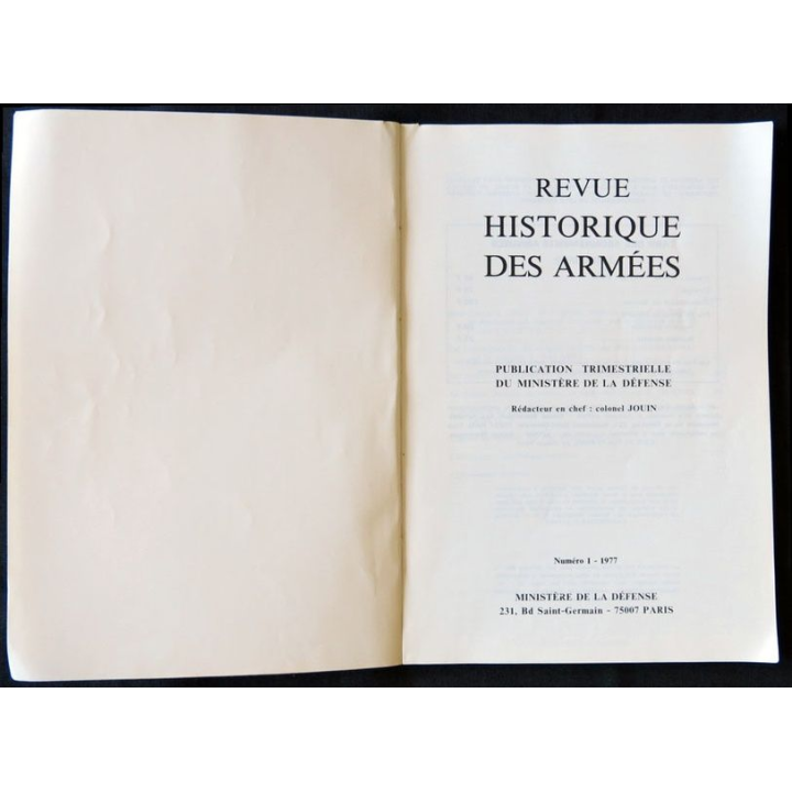Revue Historique des Armées N°1 (1977 - 4° année) - F011