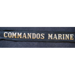MARINE : bande de bachi de marin " ECOLE DES FUSILIERS MARINS " longueur 65 cm fils dorés petit accroc