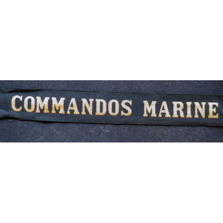 MARINE : bande de bachi de marin " ECOLE DES FUSILIERS MARINS " longueur 65 cm fils dorés petit accroc