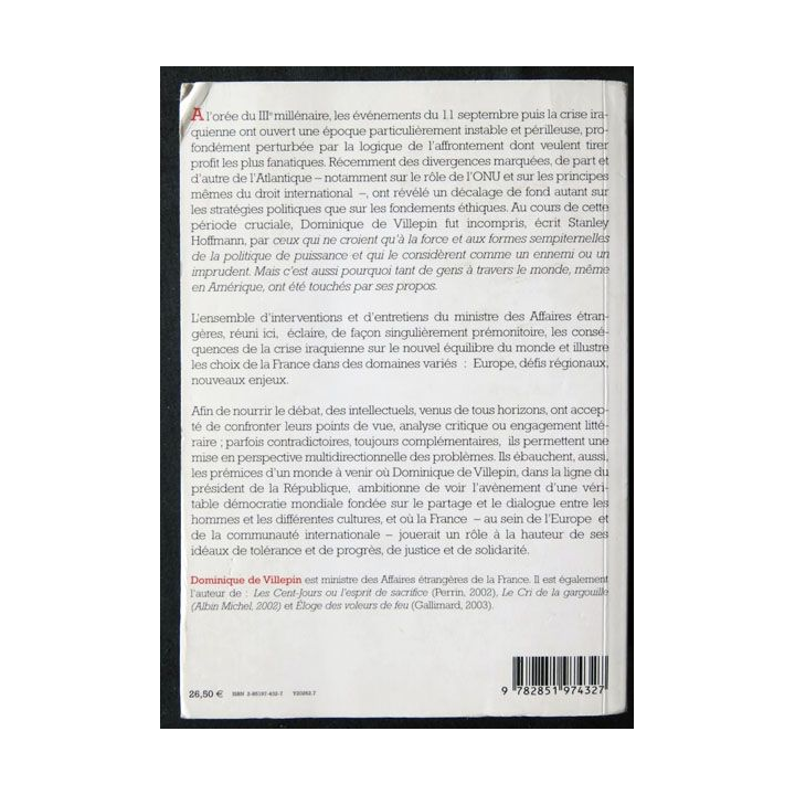 Un autre monde écrit par Dominique de Villepin aux éditions L'Herme - F012