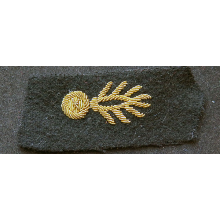 vieil insigne tissu de col sur tissu noir grenade cannetille