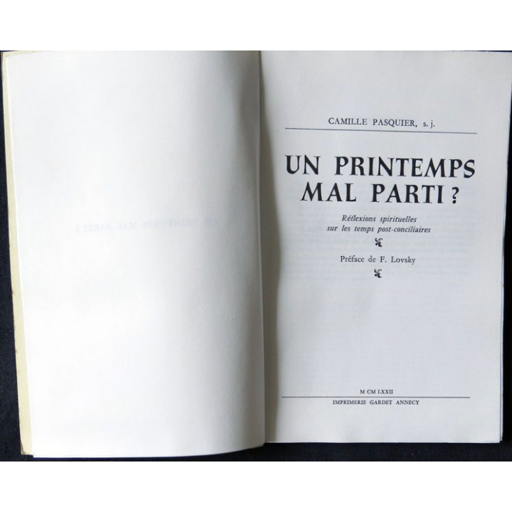 Un printemps mal parti ? écrit par Camille Pasquier Imprimerie Gardet Annecy - F013
