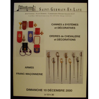 Catalogue illustré armes épées décorations ordres franc-maçonnerie