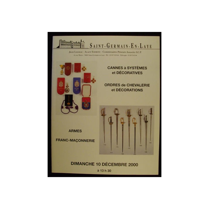 Catalogue illustré armes épées décorations ordres franc-maçonnerie