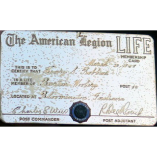 carte de membre à vie dorée et gravée 9 x 5,5 cm USA American Legion