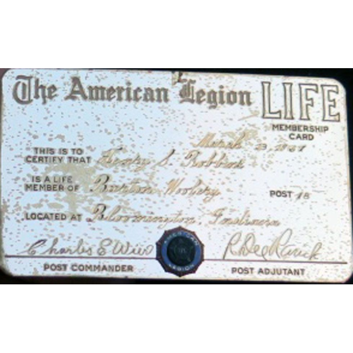 carte de membre à vie dorée et gravée 9 x 5,5 cm USA American Legion