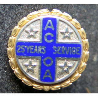 boutonnière en or 14 K 10 K de l'ACOA 25 years service F.C.H 4.15.17