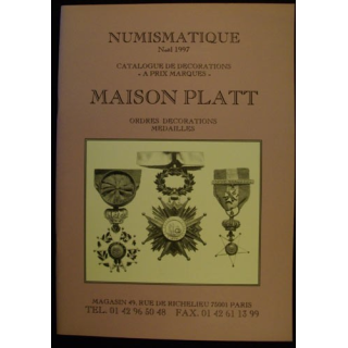 CATALOGUE MAISON PLATT ORDRES DÉCOS MÉDAILLES NOËL 1997