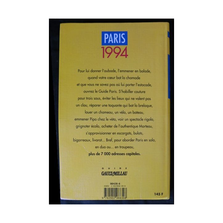Guide Gault Millau Paris 1994 écrit par Christian Millau aux éditions Gault-Millau - F014