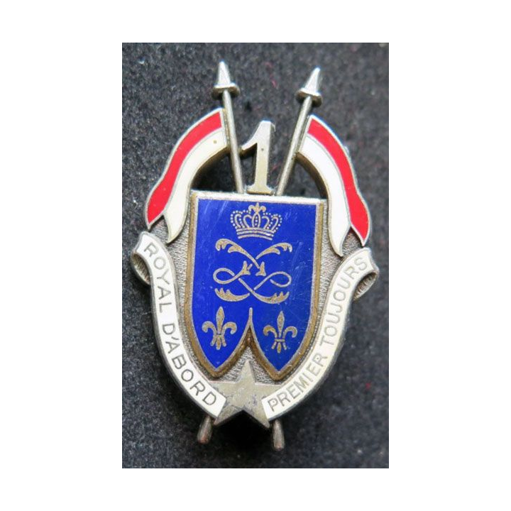 Insigne métallique du 1° régiment de dragons Delsart G. 1608 lance