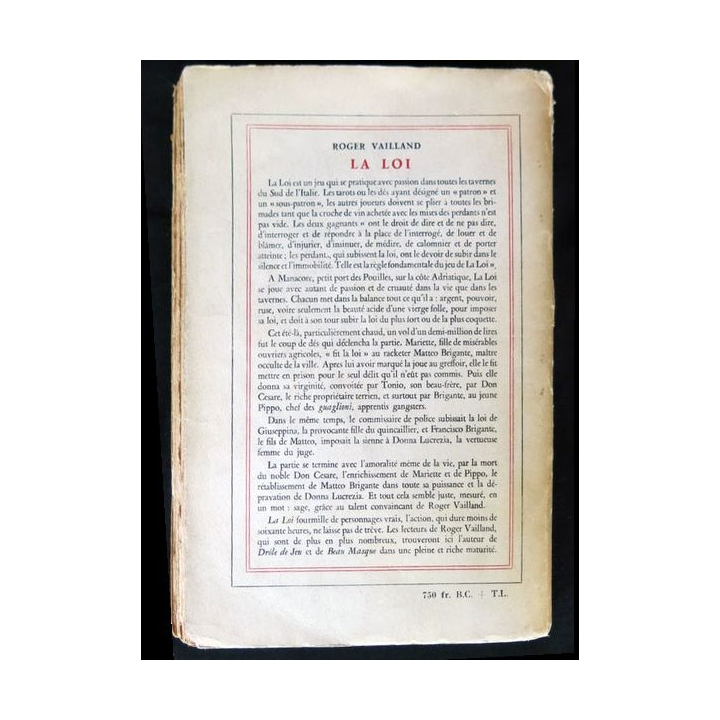 La loi écrit par Roger Vailland aux éditions Gallimard - F015
