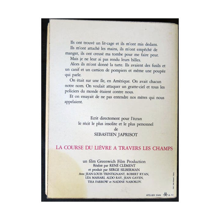 La course du lièvre à travers les champs écrit par Sébastien Japrisot aux éditions Denoël - F015