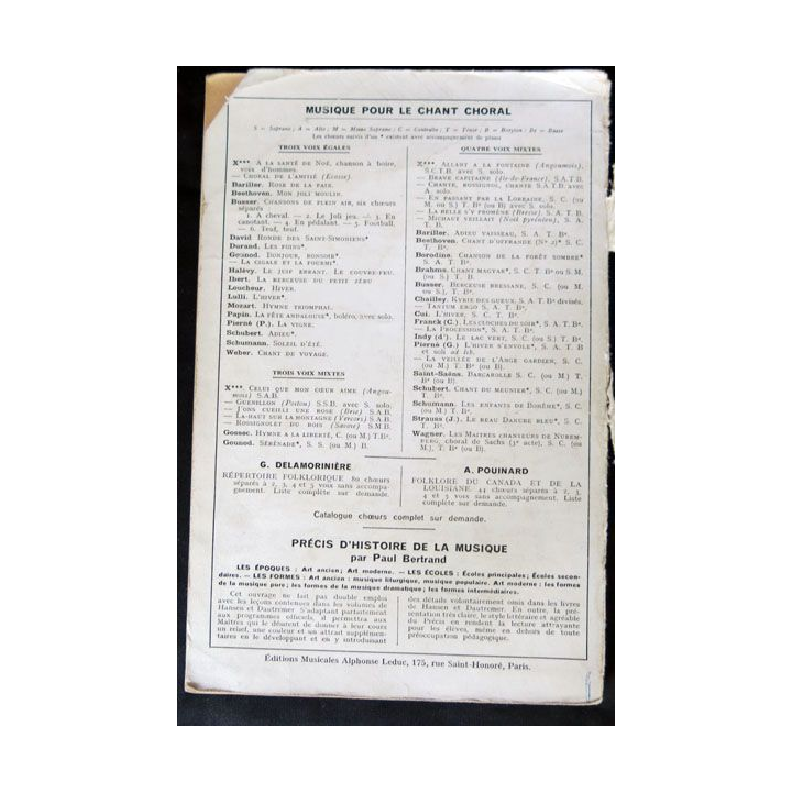 Cours complet d'éducation musicale Tome IV écrit par J. Hansen aux éditions Alphonse Leduc Paris - F015
