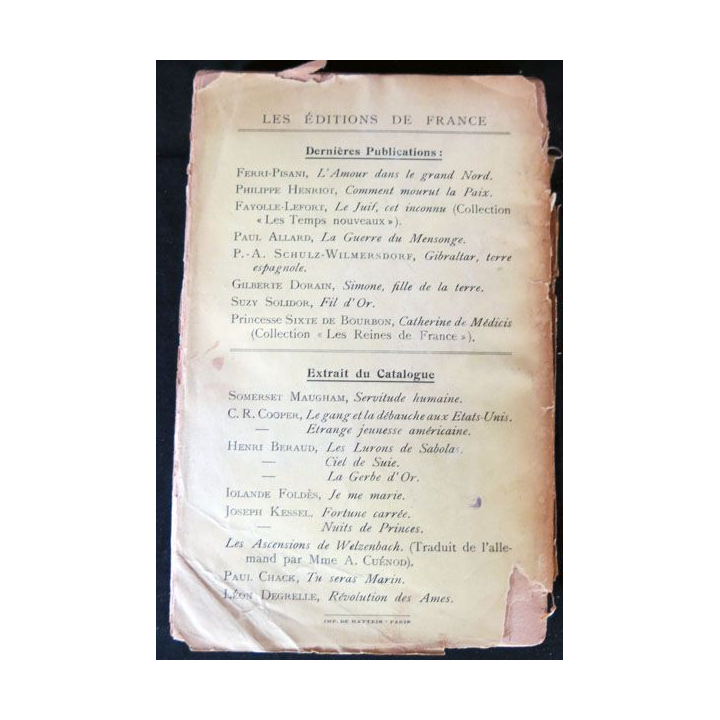 Le magicien écrit par Somerset Maugham aux éditions de France - F015